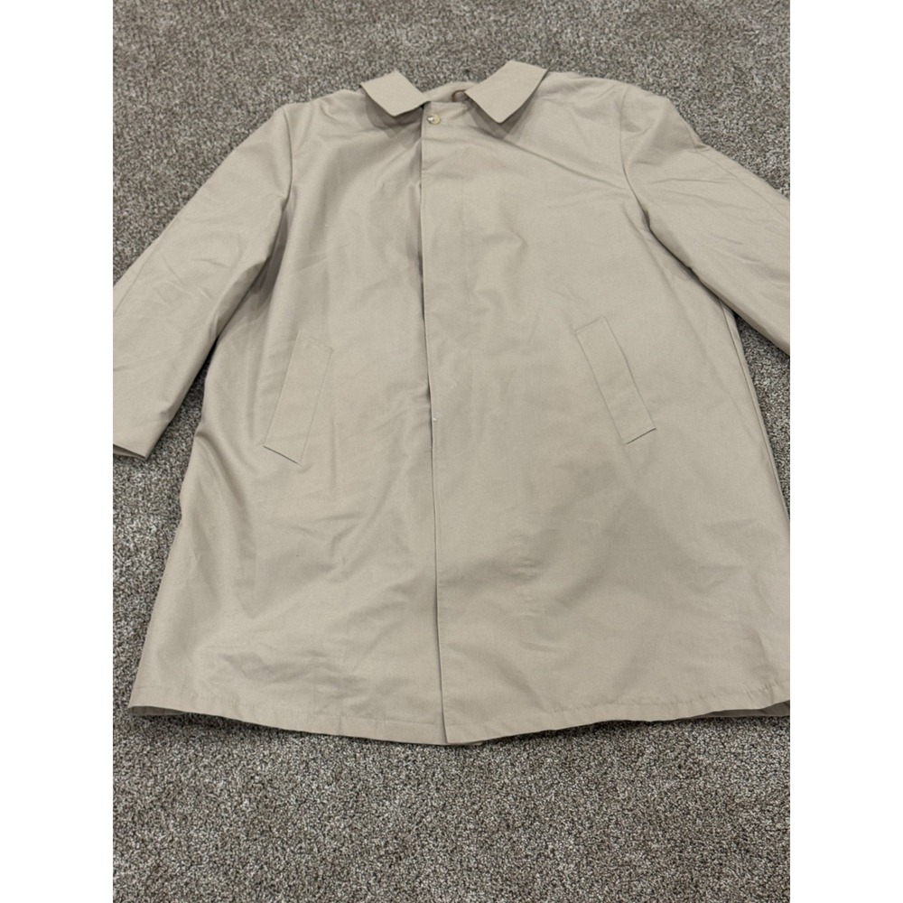 Vintage Sears Trench Coat Mens 52 Big Tall Beige Fleece Lined Retro Rain Coat